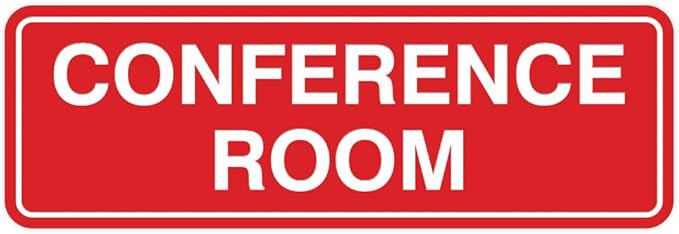 Standard Conference Room Sign -Red - Medium 5 Pack