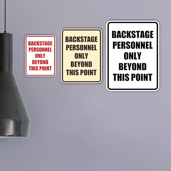 Portrait Round Backstage Personnel Only Beyond This Point Door or Wall Sign Easy Installation | Music | Concert | Festivals Sign (Ivory/Dark Brown) - Small (2 Pack)