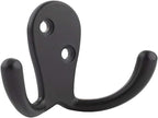 Amazon Basics Curved Zinc Robe Hook - Flat Black, 5-Pack