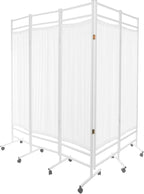 Medical Privacy Screens, Waterproof Nylon Fabric, 98.4 * 70.9 in Foldable Rolling Medical Privacy Screen with Silent Wheels, Suit for Hospitals, Clinics, and Nursing Homes (White, 5 Panels)