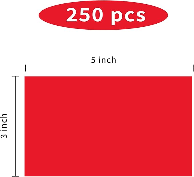 STARLIBOO 3"X5" Rectangle Colored Labels, Removable Moving Labels for Boxes, Permanent Warehouse Moving Stickers Square Label (250Labels, Red)