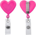 Will Well Badge Holders with Belt Clips for Securing onto Pockets and Purse Straps, with Retractable 27.5" UHMWPE Fiber Pull Cords, Strong Build with Fun Designs - 2-Pack, Heart Shape