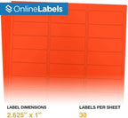 Neon Red Address Labels - 2.625 x 1 - Pack of 3,000 Labels, 100 Sheets - Inkjet/Laser Printer - Online Labels