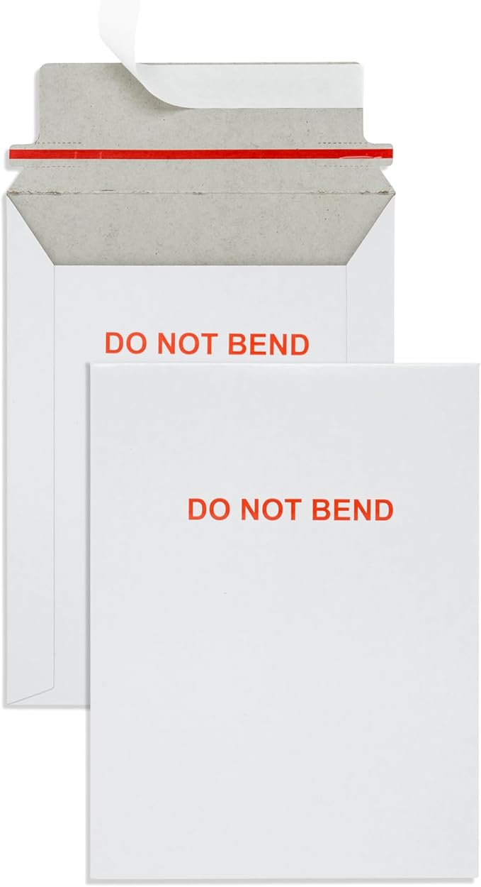 Blue Summit 50 Pack Rigid Mailers 6x8, Cardboard Envelopes, Do Not Bend Photo Mailers 6x8, 6.25x8.25 Cardboard Envelopes for cards, For Paper Document, Pictures, and Magazine, Super thick 450gsm Paper