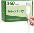Dealusy 360 Count White Plastic Spoons Disposable, BPA-Free, Heat Resistant, Solid and Durable Disposable Spoons Heavy Duty Bulk, Premium Spoons plastic disposable for Party Supply