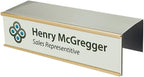 Quality Aluminum, Changeable Cubicle Nameplate Holder, Satin Silver Base, and Polished Yellow Gold Name Plate Holder, Guaranteed Not to Crack (2" Depth)