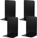 JIANTA Large Book Ends, Heavy Duty Metal Bookends, 2 Pairs/4 Pieces Book Stopper, Book Ends Support for Shelves, Black Non-Slip Bookshelf Holder Stand for Home Office Library School (8 x 5.3 x 4 in)