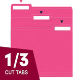 File Folder, RAZCC 150 Pack 1/3 Cut Tab File Folders Letter Size, Magenta, Folders with Tab, Great for Organizing and Easy File Storage