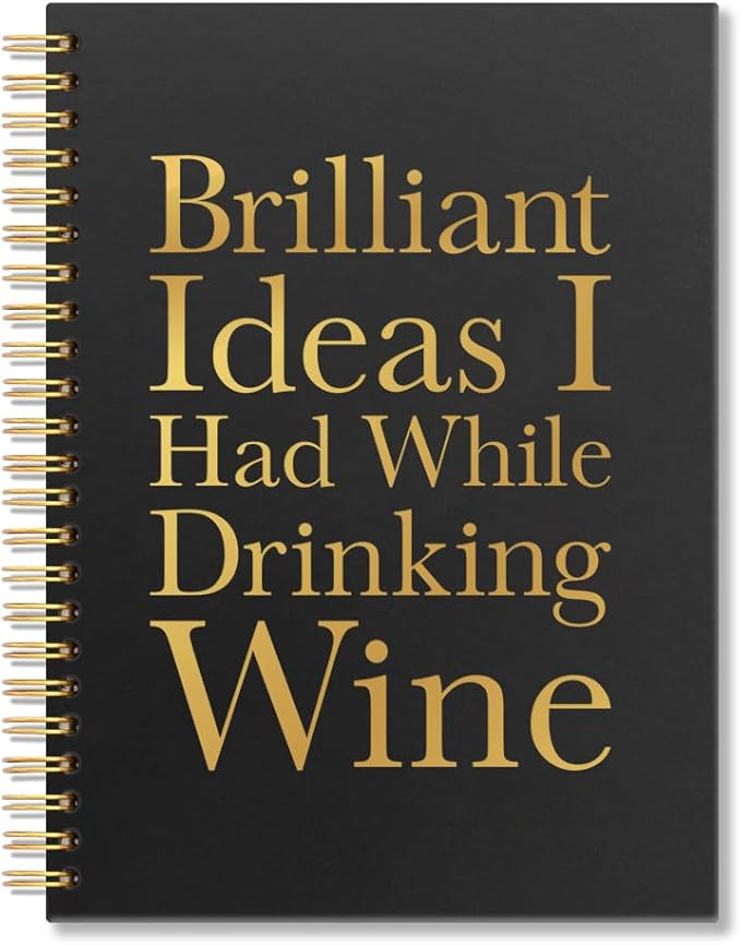 Vgrti Brilliant Ideas I Had While Drinking Spiral Notebook, Funny Sarcastic Work Notebook for Adult, Office Humor Gag Gifts Appreciation Gifts for Women Men Coworker Employee Colleague Boss Wine Lover
