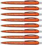 Personalized Ballpoint Pens - Retro -Retractable Click action - Custom - Black writing - Printed Name pens - Imprinted with Your Logo or Message - Personalization - 12 Pens/Box (Orange)