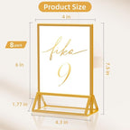 PPH-Sisy Acrylic Sign Holder 5x7 Gold Picture Frame Clear Acrylic Frames Display Stand Double Sided Table Menu Holders for Wedding Table Numbers Restaurant Photos (8 pcs)
