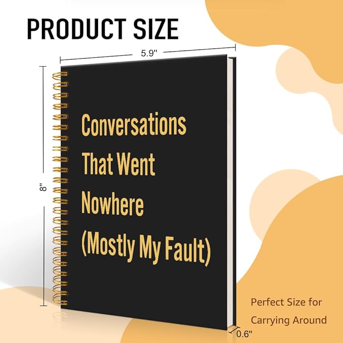 Mhfpl Conversations That Went Nowhere Black Golden Spiral Blank Notebook, Humor Office Notebook Gifts for Team Member Coworker Boss Leader Manager, Funny Birthday Gifts for Husband Wife