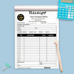 Custom Carbonless Sales Invoice Form Books for Small Business, Personalized NCR 2-Part Receipt Book with Carbon Copies, Cover Add Company Name, Address and Number Printed