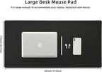 Leather Desk Pad,Wolaile 36x17 inch Large Mouse Pad,Waterproof Non-Slip Writing Desk Blotter,Computer Mat Desktop Protector for Office Home,Black