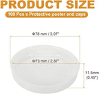 PATIKIL 100 Pcs Mailing Tube Plastic End Caps 2.9" ID PE Round Cardboard Shipping Tube Lids White Protective Poster End Caps for Paper Documents Artwork Storage