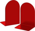 Lulonpon 2 Pieces Book Ends, Bookends, Books Stand, Metal Bookend for Shelves, Red Book Ends for School, Library, Desktop Organizer