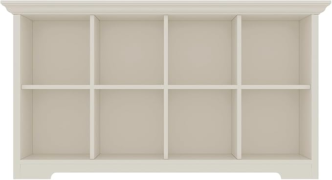 OSCHF Cube Shelf Bookcase with Base - Wooden 2 Tiers Floor Standing Low Storage Cabinet for Home and Office, 8-Cube Lattice Bookshelf, Warm White