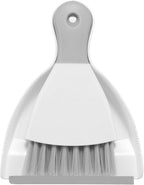 NACENA Mini Dustpan and Brush Set, Small Broom and Dustpan Set Dust Pan and Mini Hand Broom Dustpan and Broom Combo Compact for Home Table Keyboards Sofa Kitchen, White & Gray