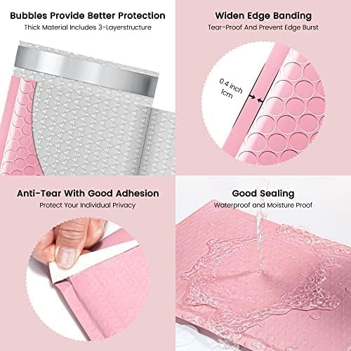 Metronic Bubble Mailers 8.5x11 Inch 25 Pack Light Pink Padded Envelopes Waterproof Bubble Mailer for Decorations Packaging, Small Business, Boutique, Packaging