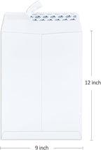 ValBox 9x12 Self Seal Catalog Envelopes 250 Packs White Envelopes with Peel and Seal Flap for Mailing, Organizing and Storage
