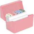 H4D 3x5 Index Card Holder with 100 Heavyweight Ruled Index Cards and 25 Plastic Dividers, Light Pink