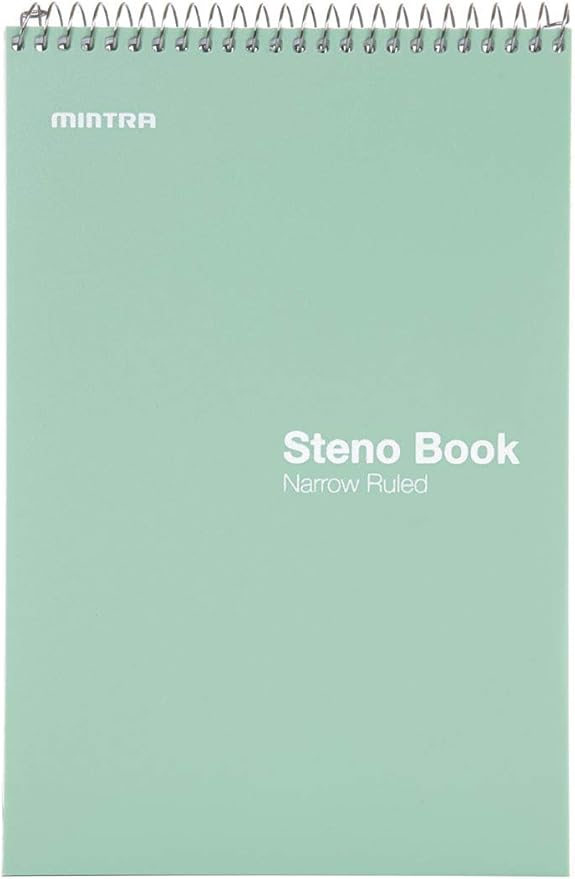 Mintra Office Steno Books - (Pastel 8PK - Lavender, Sage, Salmon, Spring Pink) - Poly Cover, Narrow Ruled Paper, 6" x 9", 100 sheets for Writing Notes for school, office, 6x9 steno notepad, top bound spiral (8 PACK)
