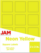 JAM PAPER Product & Container Labels - Square - 2 x 2 - Neon Yellow - 120/Pack