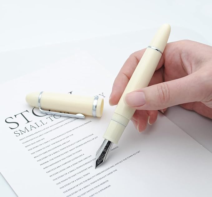 JINHAO X159 Fountain Pen (F Nib 0.5mm, Ivory White with Silvery Clip)