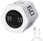 LUCKY TIME Productivity Timer Flip Gravity Sensor Pomodoro Cube Timer Countdown & Countup,1/5/10/30/60min Preset & Custom Timing, Mute/Vibrate/Sound for ADHD,Work,Study,Kitchen(1, White Hexagon)