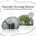 Nature's Decorations Agate Bookends - A+ Quality Green Geode with Non-Skid Rubber Bumpers for Shelves, Office, Home Decor, Heavy Duty Cute Stone (3-4 LB)