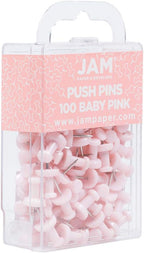 JAM PAPER Colorful Push Pins - Baby Pink Pastel Pushpins - 100/Pack