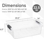 Superio Storage Bins with Lids, Clear Plastic Containers for Organizing, Stackable Totes, BPA Free, Odor Free, Organizer Boxes for Home, and Dorm (2 Pack, 22.75 Qt)