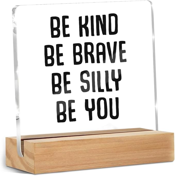 Inspirational Gifts for Women Men, Motivational Desk Decor Acrylic Sign - Be Kind, Positive Affirmations Decorative for Girls Bedroom Home Office, Appreciation Gifts for Birthday Christmas