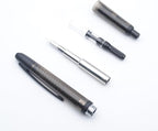 JINHAO 20 Press Fountain Pen, Retractable Capless Resin Pen with Ink Converter (EF Nib 0.4mm, Transparent Black - Black Clip)