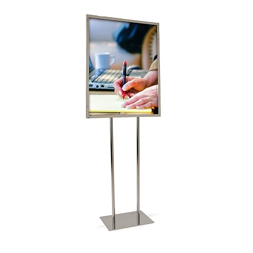 Bulletin Sign Holder – Econoco Heavy Duty Poster Display – Twin Uprights, Flat Floor Base – Indoor Standing Flyer Board 60”H – for Posters 22”x28”