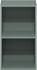 Furinno PASIR Book Shelf, 2-Tier Modern Bookshelf, Open Shelves Bookcase 9 x 12 x 21, for Living Room, Bedroom, Home Office, Sage Green