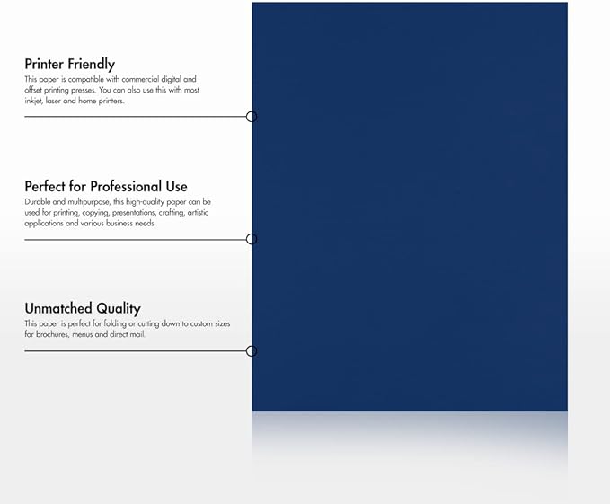 LUXPaper 8.5" x 11" Paper | Letter Size | Navy Blue | 80lb. Text | 50 Qty