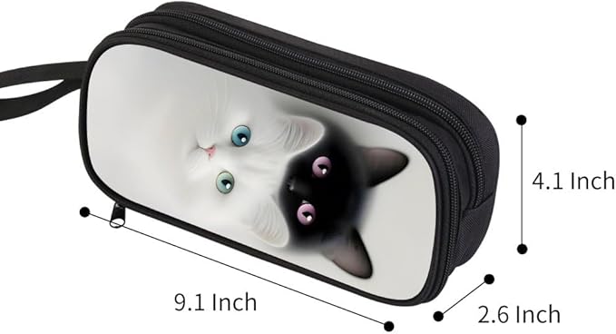 HiGaits Pencil Case for Boys,Multi-Slot Large Capacity Pencil Pouch with Soft Zipper, Durable Pen Box Twin Cats