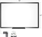 VIZ-PRO Magnetic Dry Erase White Board, 48 X 36 Inches, Black Aluminium Frame