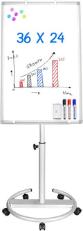 Mobile Whiteboard – 36 x 24 inches Portable Magnetic Dry Erase Board, 3' x 2' Stand Easel White Board Dry Erase Easel Standing Board with Flipchart Hooks