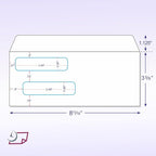 NextDayLabels #8 Double Window Check Envelopes - 500 Pack Ready-Seal Business Envelopes with Security Tint - Self-Sealing Envelopes with Window for Laser Printed Checks - Made in USA