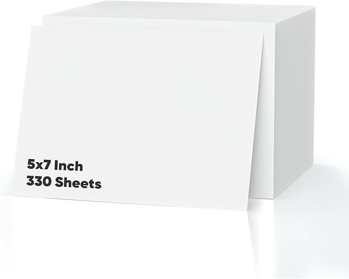 330 Sheets of Cardstock 5 x 7, Heavyweight Cover Cardstock Printer Paper Compact Size, 190 gsm Bright White Card Stock Paper for DIY, Professional Printing, Wedding Invitations, Office Cards & Crafts