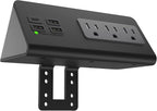 Nightstand Edge Mount Power Strip with USB-C Ports Tabletop Surge Protector Desk Clamp Power Sockets with 3 AC Outlets &4 Fast Charging USB Ports for Home Office Hotel and Dormitory