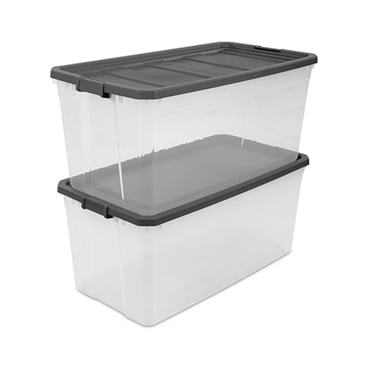 Sterilite 6-Pack Modular Stacker Box, Durable Clear Plastic Storage Bins with Latching Lids, 200 Quart - Stackable Organizing Container Boxes for Closet, Bathroom, and Office