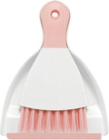NACENA Mini Dustpan and Brush Set, Small Broom and Dustpan Set Dust Pan and Mini Hand Broom Dustpan and Broom Combo Compact for Home Table Keyboards Sofa Kitchen, Pink