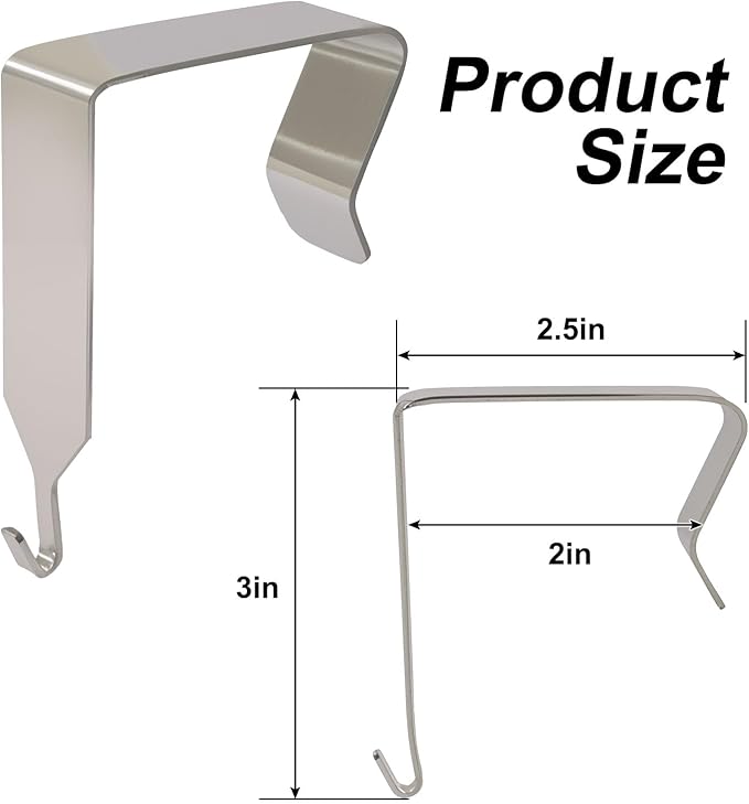 OSVJE 4 PCS Over The Door Hook, Universal Cubicle Hangers Metal Partition, Office Hook for Hanging File Bins/Keys/Whiteboard (Silver)