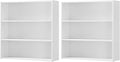 VASAGLE Set of 2 Bookshelves, 31.5 Inches Wide, 3-Tier Open Bookcases with Adjustable Storage Shelves, Floor Standing Units, Cloud White ULBC173T14-2