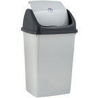 Superio Kitchen Trash Can 13 Gallon with Swing Lid, Plastic Tall Garbage Can Outdoor and Indoor, Large 52 Qt Recycle Bin and Waste Basket for Home, Office, Garage, Patio, Restaurant (SmokeWhite/Grey, 2 Pack)