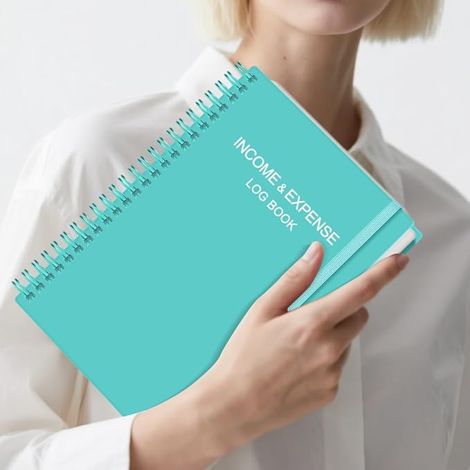 Heveboik Income & Expense Log Book - A5 Income and Expense Tracker for Small Business, Accounting Bookkeeping Tracking for Woman and Man, 5.8" x 8.3", Teal