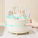 Gawsey Desk Organizers and Accessories Set with 360-Degree Rotating Pen Holder, Acrylic Stapler, Tape Holder, Staple Remover, Binder/Paper Clips Kit, Scissor and 1 Box of Staples